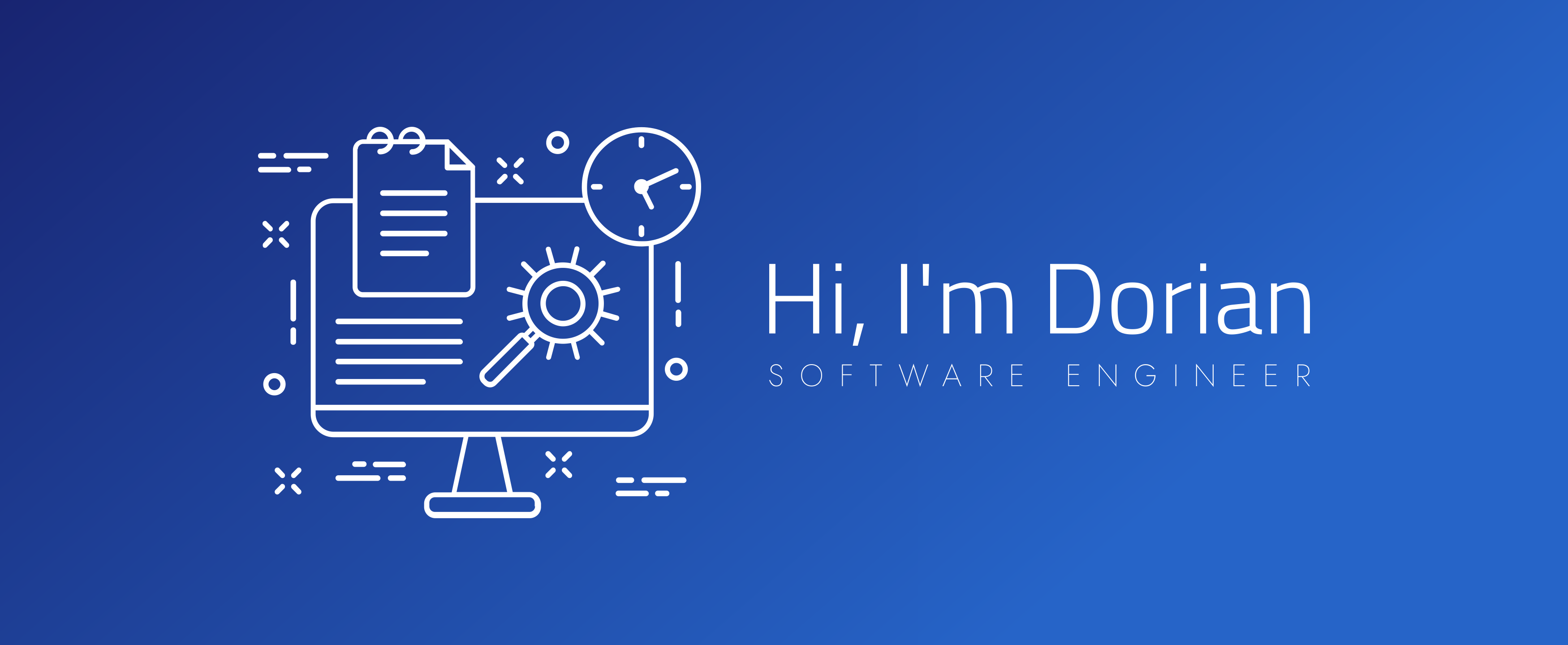Logo that says 'Hi, I'm Dorian' with 'software engineer' as the subtitle